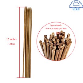 HAHIYO 12Inches 50Pcs Natural Carbonized Bamboo Plant Stake Wood Garden Stake Bamboo Rod Wooden Plant Support Floral Stick for Orchid Tomato Potted Indoor Outdoor Gardening