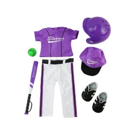 Purple Baseball Uniform Outfit 7pc for 18-Inch Dolls | Premium Quality & Trendy Design | Dolls Clothes