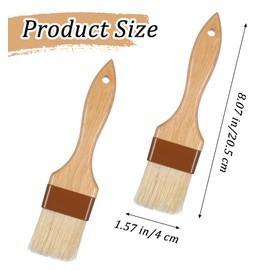 Wooden Handle Pastry Brushes, ValueBargain 2pcs Natural Bristle Basting Brush, Suitable for Cooking Oil Sauce Kitchen Baking Tools