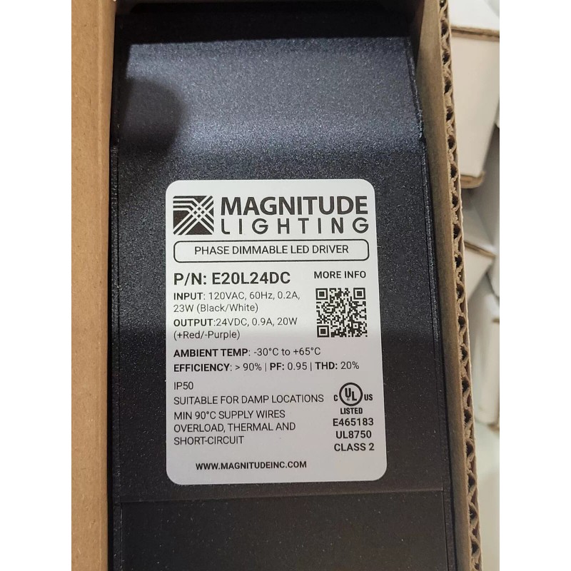 Magnitude E20L24DC E-Series LED Driver 20 Watt Phase Dimmable 120V