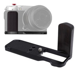 Handgrip L Shape Grip for XM5 Camera, Built-in Quick Release Plate for Arca, Wooden Side Handle, 1/4-20 Thread Hole, Cold Shoe, with Shutter Buttons (Black)
