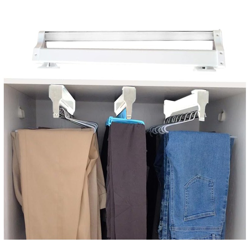 Extendable Pull-Out Closet Valet Rod, Pull Out Clothes Hanger Rail