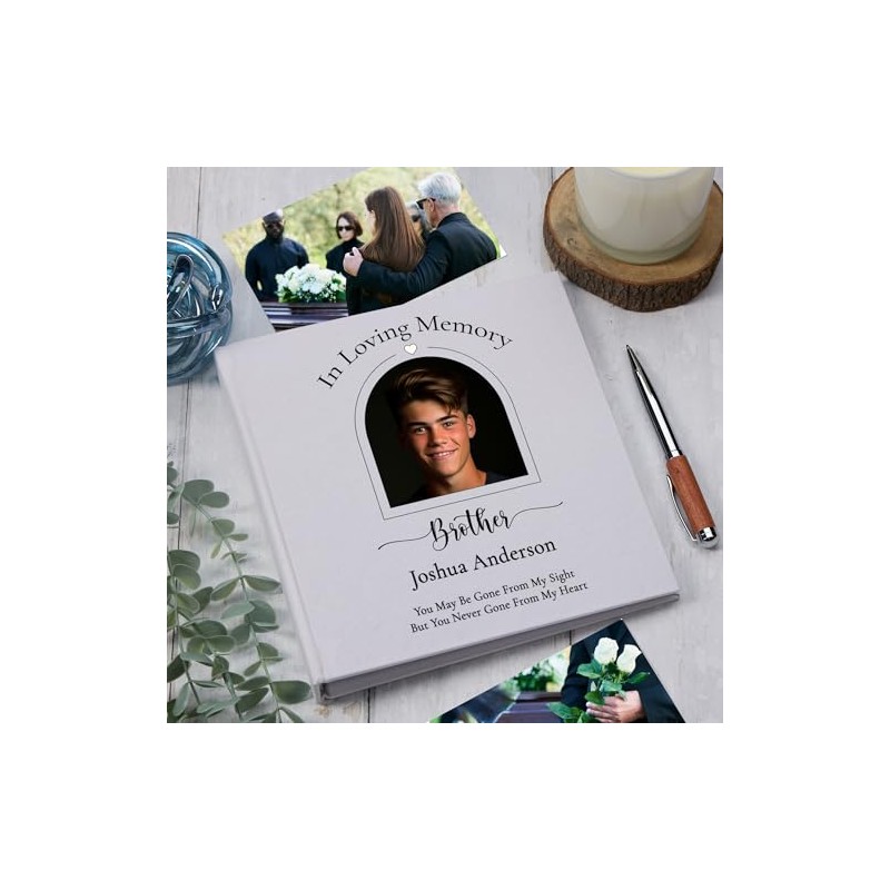 Large Book Bound Funeral Remembrance Condolence Memorial Album With Photo