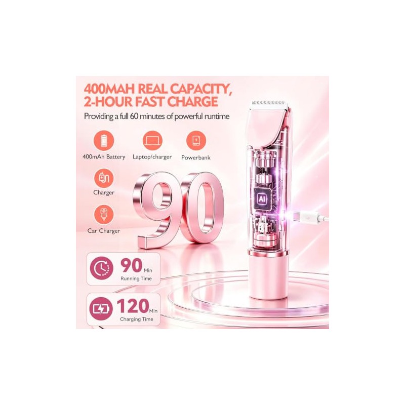 Lady Shaver for Women,2in1 Gentle Hair Remover for Face Bikini