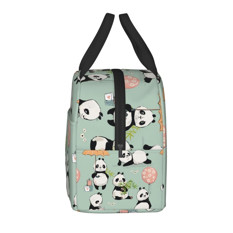 JIMOWANG Panda Portable Lunch Bag Compact Tote Bag Reusable Lunch