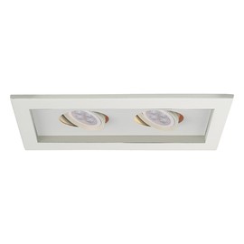 WAC Low Voltage Multiples Recessed Two Light Trim in White and Two White 8W 500 Lumens MR16 LED Lamp, MT-216HS Housing Sold Separately