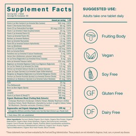 True Grace True Grace One Daily Women's Multivitamin Fermented Minerals, Organic Adaptogens & Mushrooms Whole Body Balance, Immune, Energy, Beauty Support - Non-GMO, Gluten Free, Soy Free - 90 Vegan Tablets