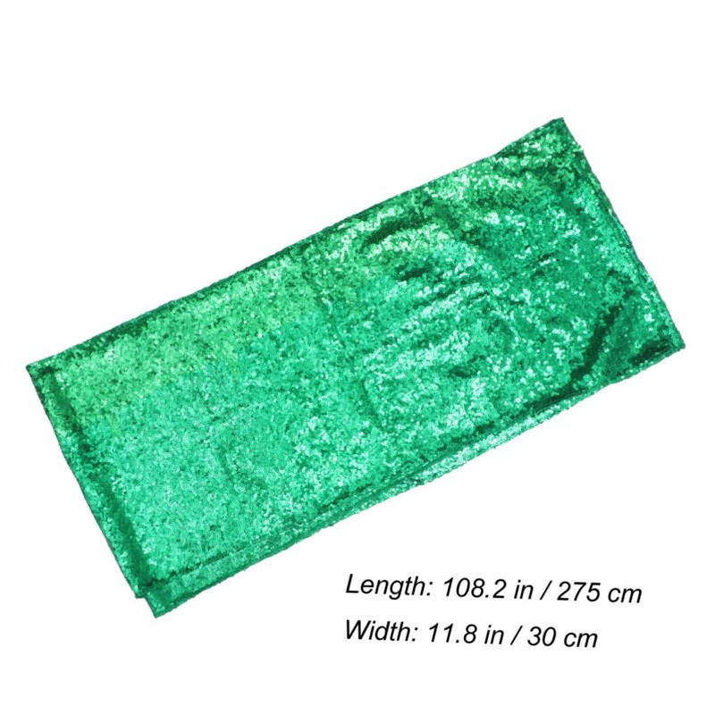 Mikinona Elegant Green Sequin Table Runner Lightweight Party Tablecloth for
