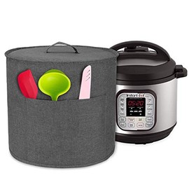 Luxja Dust Cover for 6 Quart Instant Pot, Cloth Cover with Pockets for Instant Pot (6 Quart) and Extra Accessories, Gray (Medium)