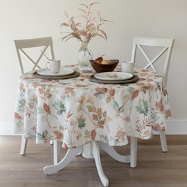 Benson Mills Fabric Table Cloth, Décor for Fall, Harvest, and Thanksgiving Tablecloth (Whispering Autumn, 70" Round)