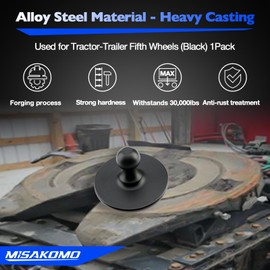 Fifth Wheel to Gooseneck Adapter 2085295 - Kingpin to 2-5/16 Inch Ball With 30,000lbs Max Load Capacity - For Tractor and Trailer - Black