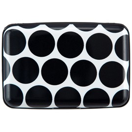 Kaabao Credit Card Holder Wallet for Women Men RFID Blocking Small Metal Business Aluminum Protector Sleeves Slim Mini Cards Case (Black White Polka Dot)