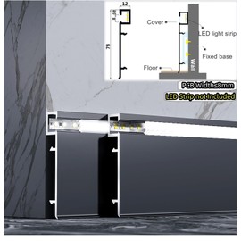 10 Pack 3.3ft LED Aluminum Channel Skirting,78mmX12mm Skirting LED Strip Light Aluminum Channel Profile Skirtingboard Baseboard Skirting Light for Living Room Bedroom Kitchen Home Theater