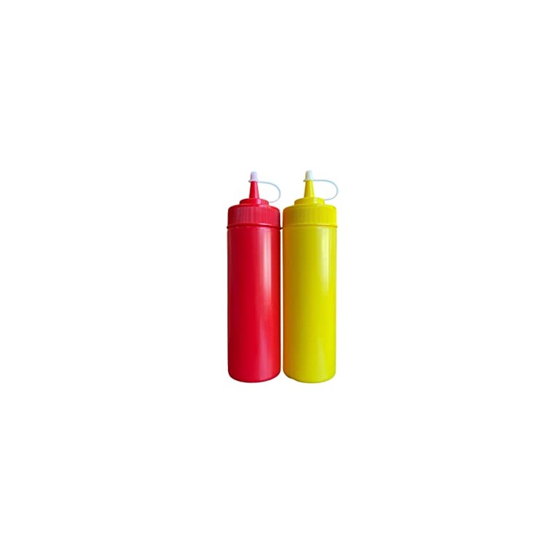 Ketchup and Mustard Squeeze Bottle Dispenser Set 12-Ounce Each For