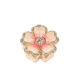 Janshe Cul Sakura Trinket Boxes Hinged Hand-Painted Enameled Flower Figurine Ornaments Craft Gift for Home Decor, Pink