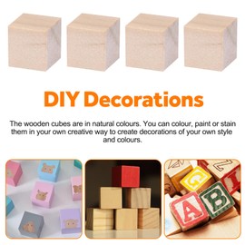 100PCS Handmade DIY Small Square Wooden Blocks，Small Wooden Cubes for Graffiti Coloring, Carving, and Assembly(2CM)