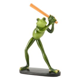 Frog Statue Resin Sports Frog Figurine Decor Sculpture Statue Crafts for Outdoor Garden Patio Lawn Bonsai Porch Play Baseball