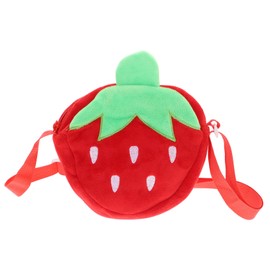 WATIIFUFU 1-Piece Shoulder Bag in Strawberry Shape - For Girls - Red - Size 20.00 x 16.00 x 5.00 cm - Plush & Velour - Bohemian - Fruity - Zip - Storage Bag, red