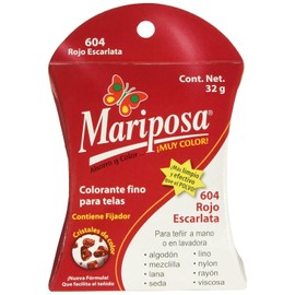 Mariposa Colorante para Ropa, Cristales de color Rojo Escarlata Numero 604, 32 g