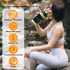 Prodigy Neoprene Thermocooler for Protein Shaker Bottles with Card, Money Holder - Iced Coffee & Cold Soda (14 oz)