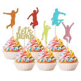 36 piezas de trampolín para magdalenas, trampolín colorido, púas para magdalenas, suministros para fiestas de cumpleaños, trampolín para saltar, decoración de magdalenas, suministros para fiestas de cumpleaños