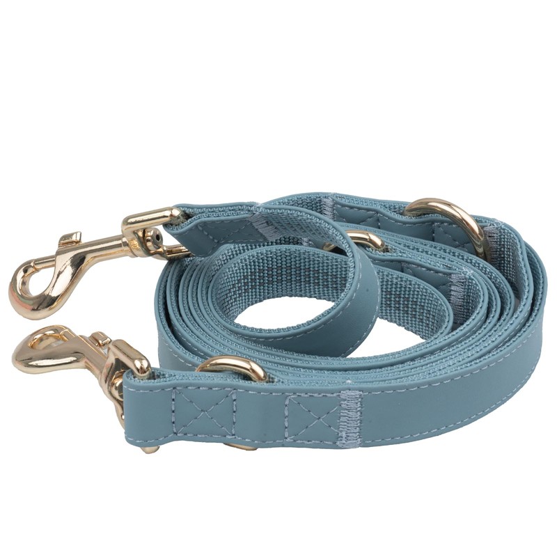 Leather Dog Collar and Leash Set 7FT Reflective at Night