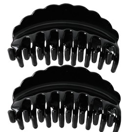 Large Marble Pattern Hair Claw Clip, Amber Gold, Scalloped Edge Design (black)