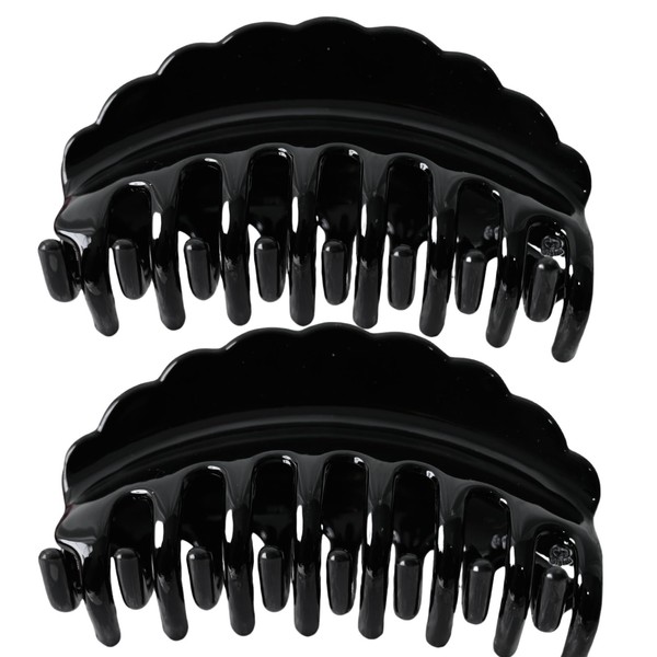 Large Marble Pattern Hair Claw Clip, Amber Gold, Scalloped Edge