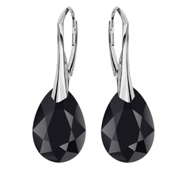 Earrings 925 Silver Hanging, Earrings Hanging with Crystals, Choose Jewellery for You, Bet on Silver Earrings in the Shape of a Pear, Silver, Crystal