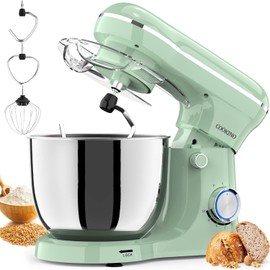 COOKINO Electric Stand Mixer, 10 Speeds Tilt-Head Food Mixer, 3-IN-1 Kitchen Mixer for Daily Cooks with Dishwasher-Safe 6.5 QT Bowl,Dough Hook, Beater, Whisk (Agave Green)