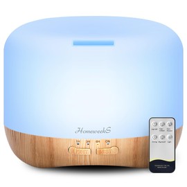 Homeweeks 300ml Essential Oil Diffuser, Quiet Aromatherapy Mist Diffusers for Essential Oils, Wood Grain, Ultrasonic, Remote Control, Timer, 7 Colors Light for Bedroom (300ml)