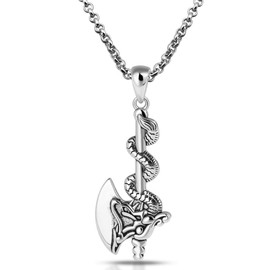 Vintage Creative 925 Silver Necklace Men's Chic Dragon Axe Pendant Necklace Charm Jewelry O Chain 18''-28'' Lobster Claw Clasp (18)