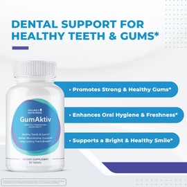 Nature’s NutriWave GumAktiv Oral Health Supplement – 3.5 Billion Probiotics, Supports Natural Oral Balance, Cleanses Mouth, Promotes Healthy Gums & Teeth, Non-GMO, Gluten-Free | 30 Tablets, 1 Month Supply