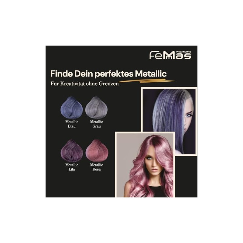 FemMas Haarfarbe Metallic Rosa I Professionelle Creme Haarfarbe mit Arganöl,