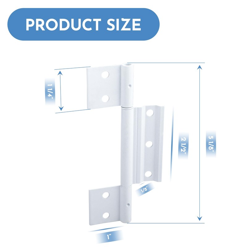 3Pack Screen Door Hinges, White Aluminum 1/8 in. Grooved Center