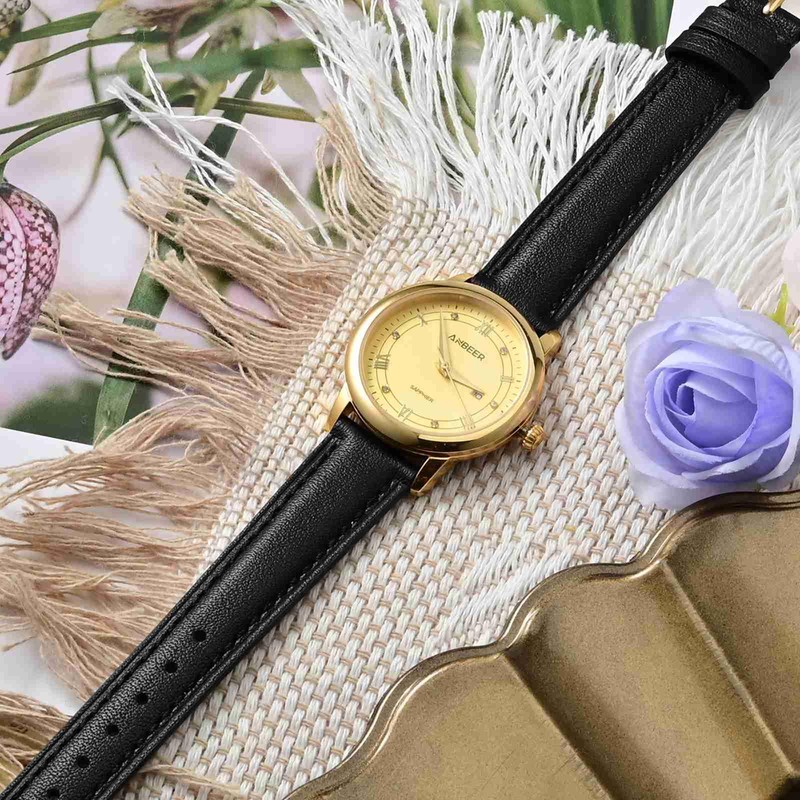 Anbeer 18mm Flat Thin Elegant Genuine Leather Watch Strap,Quick Release