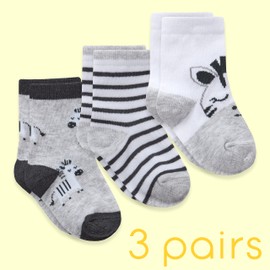 Metzuyan WS-SS23 Baby Boys Baby Girls Unisex Cotton Rich Animal Socks 3 Pairs Zebra UK 3-5.5