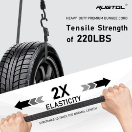 Bungee Cords with Hooks Heavy Duty, Flat Adjustable Bungee Cords with Hooks 60 Inch, Rubber Black Bungee Straps with Buckle Hooks for Outdoor, Camping, Tarps, Bike Rack, Tent, Truck, 4 Pack