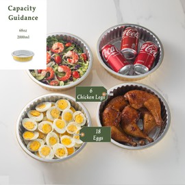 MESTAEK 10" Aluminum Foil Pans with Lids (5 Pack), Heavy Duty Grease-Resistant Containers for Baking, Heating, Meal Prep & Food Storage, 2" Depth, 67oz