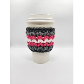 Little Fox Nerdy Knits Demigirl Pride Crochet Coffee Cup Cozy Sleeve - EcoFriendly & Reusable, Made for cold or hot drinks | 16 or 20 oz Tapered Cups