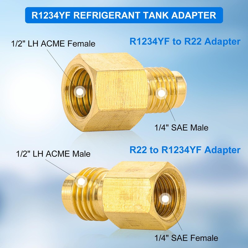 Tigbear R1234YF Refrigerant Tank Adapter, R1234YF Vacuum Pump Adapter Fitting,