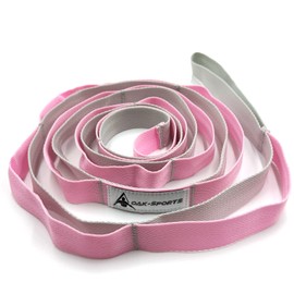 Stretching Strap Yoga Strap with Loops, Stretch Straps for Physical Therapy, Non-Elastic Exercise Strap for Pilates, Dance and Gymnastics with Workout Guide (Pink/Light Gray)