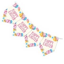 Easter Bunting | 12-Flag Set (Approx. 2.5m) | Easter Day Decor | Celebration Garland Banner | Egg Hunt Decoration Design 1