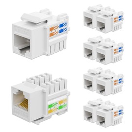 iwillink Cat6 Keystone Jack 10-Pack, RJ45 Keystone Jack, 90-Degree Ethernet Keystone Coupler, Punch Down Keystone Jack Adapter, White