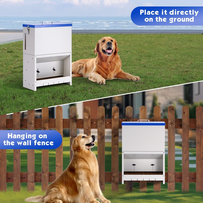PKNYBZH Galvanized Metal Pet Food Station for Indoor & Outdoor