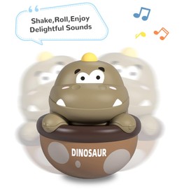 Baby Toys 6 to 18 Months - Light Up Baby Music Toy, Tumbler Toy, Baby Push Go Friction Car with Light & Sounds, Newborn Infant Gifts 3 in 1 Toddlers Toy for 1 2 3 Year Old Boys Girls (Yellow)