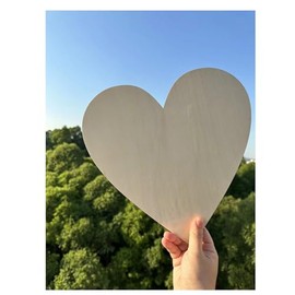 12 inch Wide Unfinished Wooden Hearts, Natural Wood Heart Cutout Shape (10 Pieces)