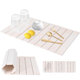 TKVAZK Large Stone Drying Mat for Kitchen Counter, 24"(L)×16"(W) Dish Drying Mats Fast Dry, Absorbent Kitchen Stone Drying Mat for Dish Cups, Eco-Friendly Foldable Diatomaceous Earth Mat Counter Decor