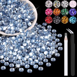 2500PCS 5mm Resin Rhinestones in Bulk (Light Blue), Bedazzling Flatback Crystals Rhinestones for Crafting DIY Nail Decoration, Gems Diomand Charms for Tumbler Shoes Clothing Fabric