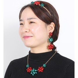 VK Accessories Christmas Earring Bow Shape Xmas Santa Gift Bow Drop Dangle Earrings for Women (Red)